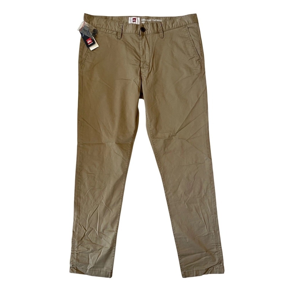 BRAND NEW Quiksilver Mens Straight Tapered Chino Pants Khaki Tan Size 36x34